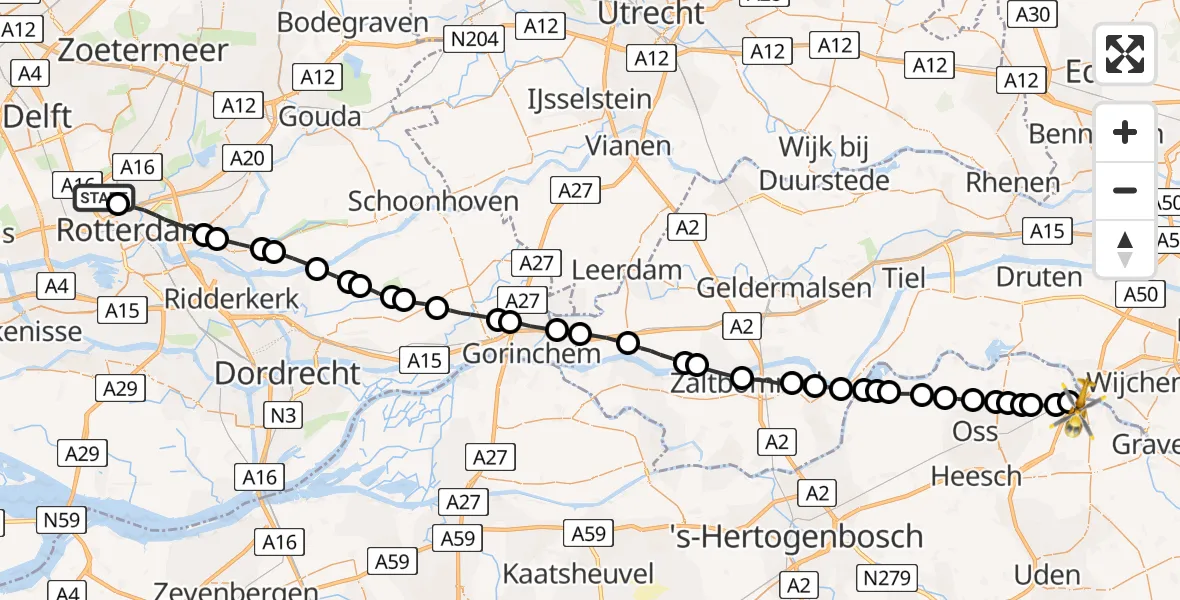 Routekaart van de vlucht: Lifeliner 2 naar Ravenstein