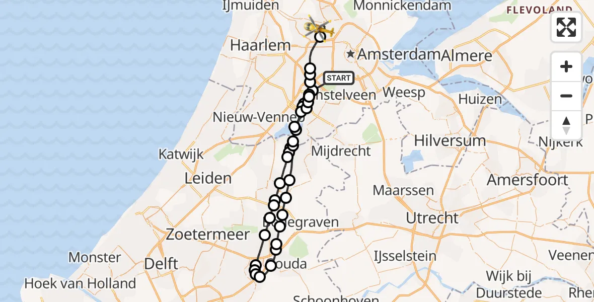 Vluchtroute Traumahelikopter VU Medisch Centrum Amsterdam - Amsterdam Heliport, 09 september 2022, 13:08