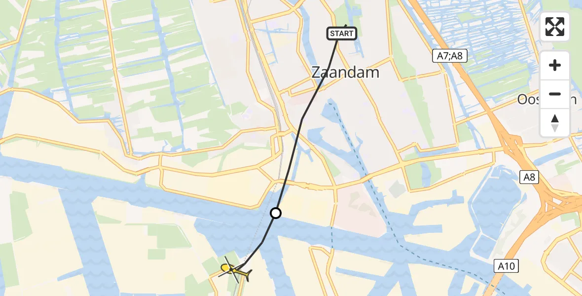 Routekaart van de vlucht: Lifeliner 1 naar Amsterdam Heliport