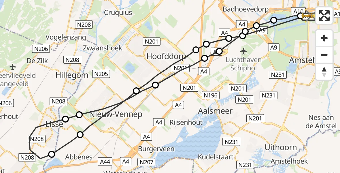 Vluchtroute Traumahelikopter VU Medisch Centrum Amsterdam - VU Medisch Centrum Amsterdam, 09 september 2022, 18:08