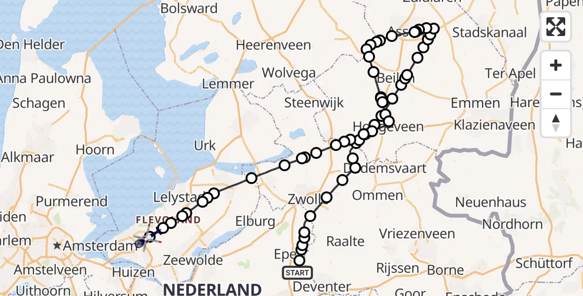 Vluchtroute Politiehelikopter Nijbroek - Almere, 09 september 2022, 18:32
