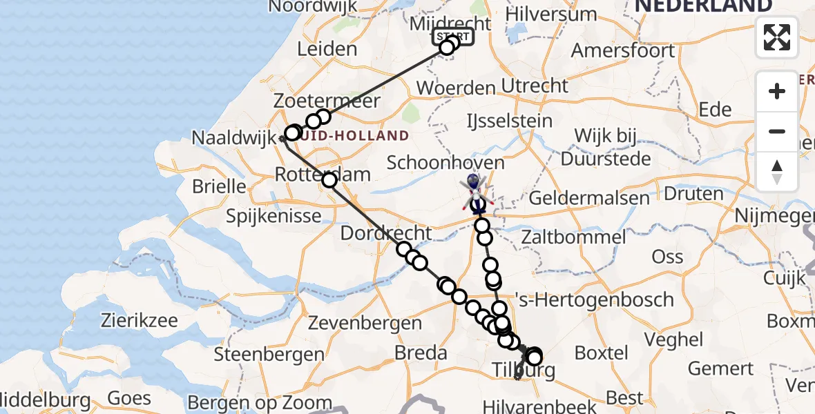 Vluchtroute Politiehelikopter Wilnis - Noordeloos, 09 september 2022, 23:33