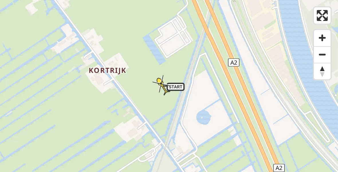 Routekaart van de vlucht: Politieheli naar Breukelen