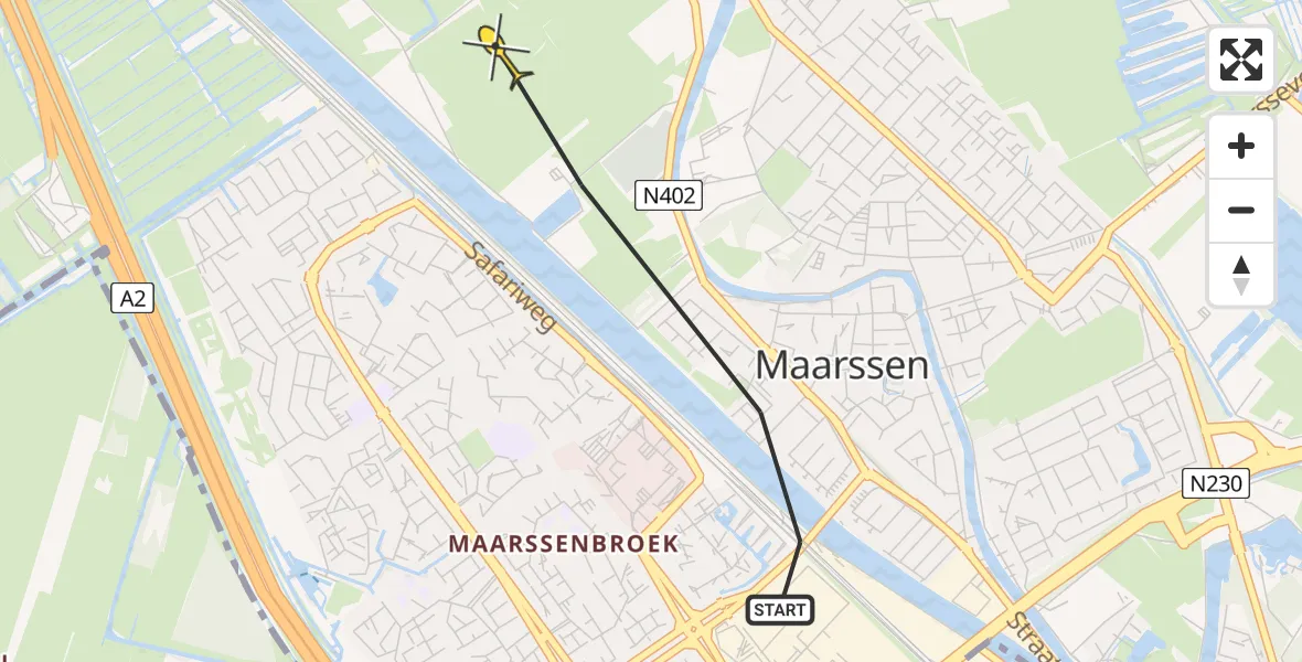 Routekaart van de vlucht: Politieheli naar Maarssen