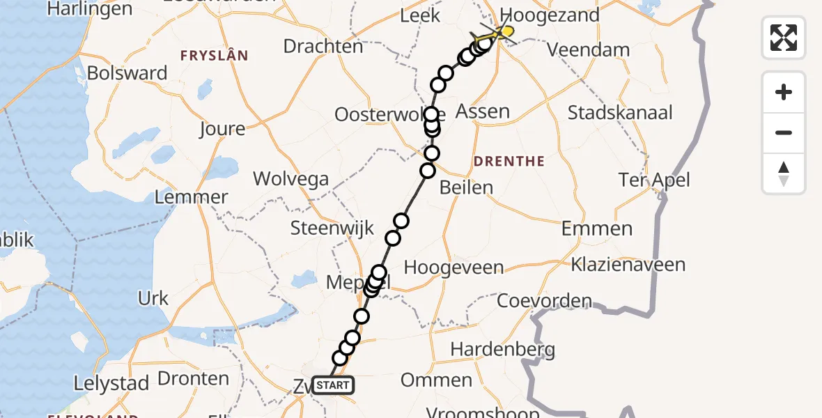 Routekaart van de vlucht: Lifeliner 4 naar Groningen Airport Eelde