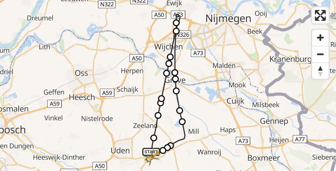 Vluchtroute Traumahelikopter Vliegbasis Volkel - Vliegbasis Volkel, 10 september 2022, 12:32