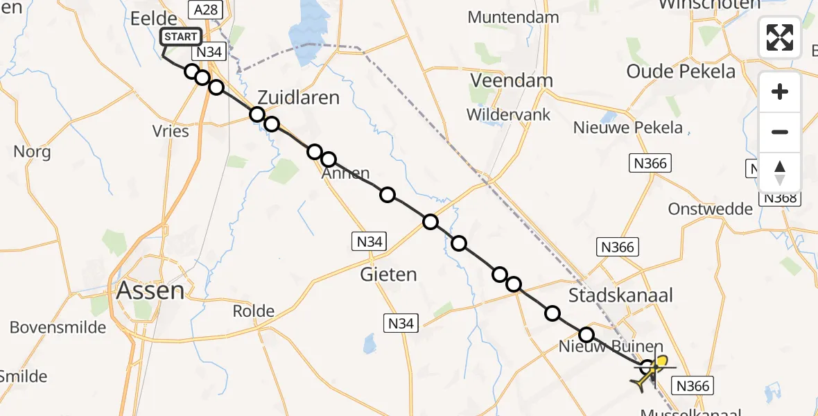 Routekaart van de vlucht: Lifeliner 4 naar Musselkanaal