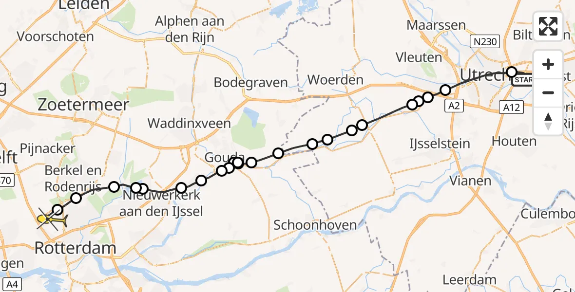 Routekaart van de vlucht: Lifeliner 2 naar Rotterdam The Hague Airport