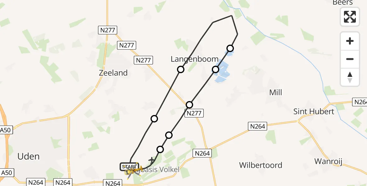 Vluchtroute Traumahelikopter Vliegbasis Volkel - Vliegbasis Volkel, 10 september 2022, 14:58