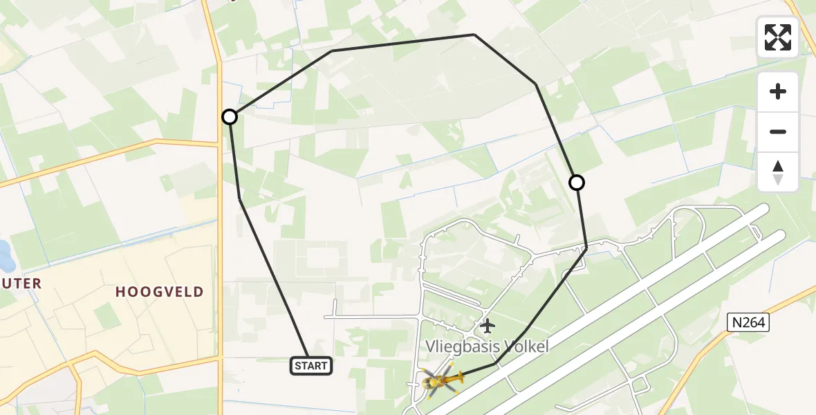 Vluchtroute Traumahelikopter Vliegbasis Volkel - Vliegbasis Volkel, 10 september 2022, 16:29