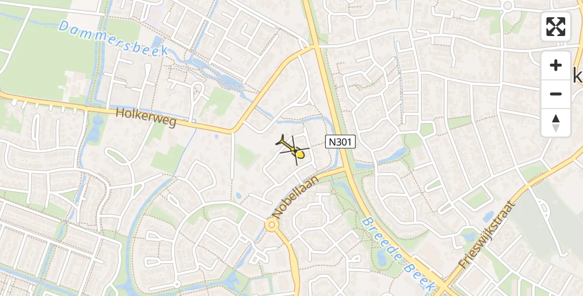 Routekaart van de vlucht: Politiehelikopter naar Nijkerk