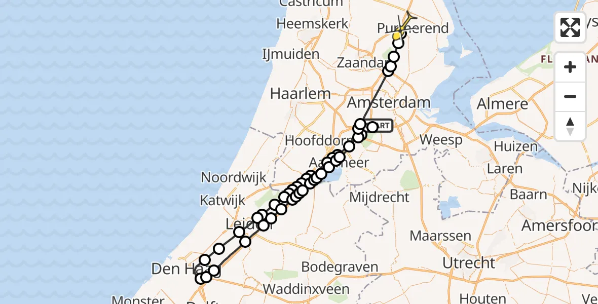 Routekaart van de vlucht: Lifeliner 1 naar Purmerend