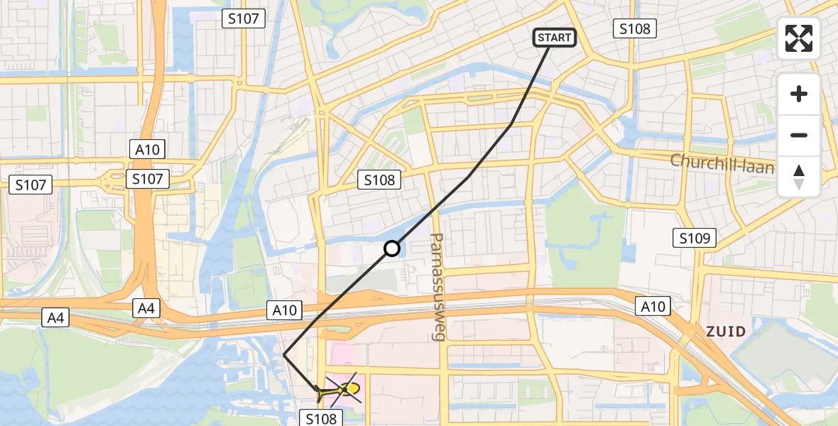 Routekaart van de vlucht: Lifeliner 1 naar VU Medisch Centrum Amsterdam