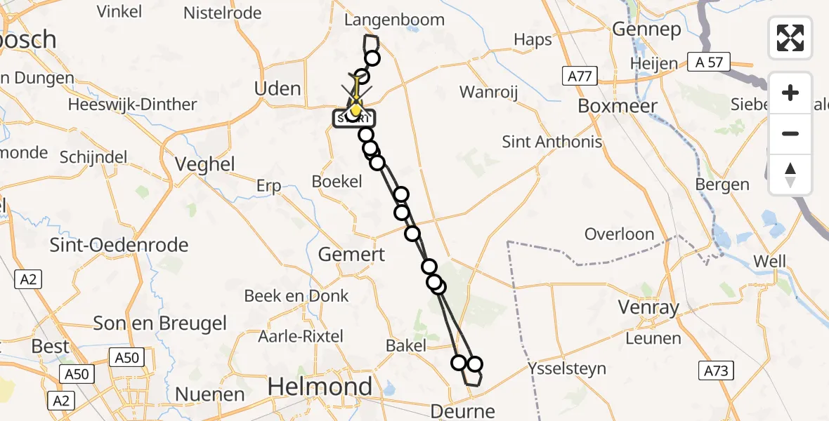 Routekaart van de vlucht: Lifeliner 3 naar Vliegbasis Volkel