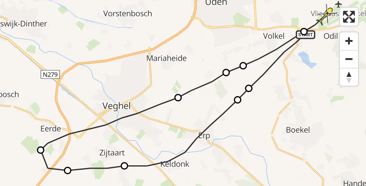 Routekaart van de vlucht: Lifeliner 3 naar Vliegbasis Volkel