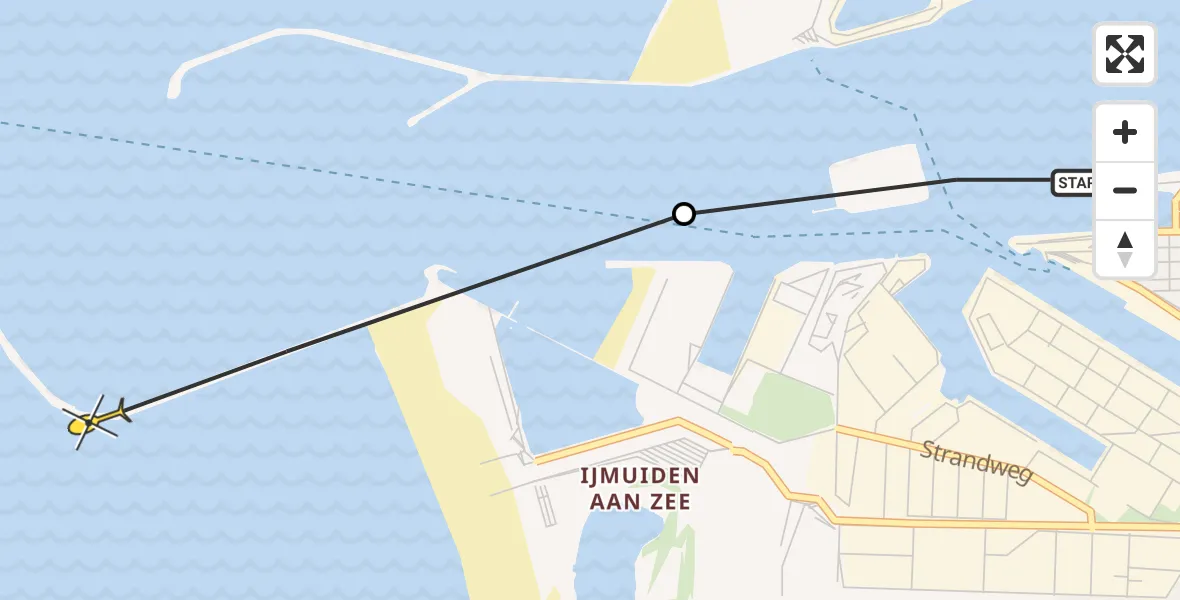 Routekaart van de vlucht: Politieheli naar IJmuiden