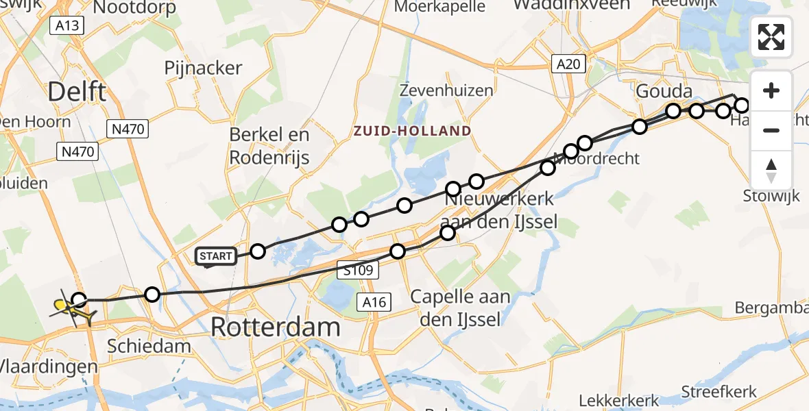 Routekaart van de vlucht: Lifeliner 2 naar Vlaardingen