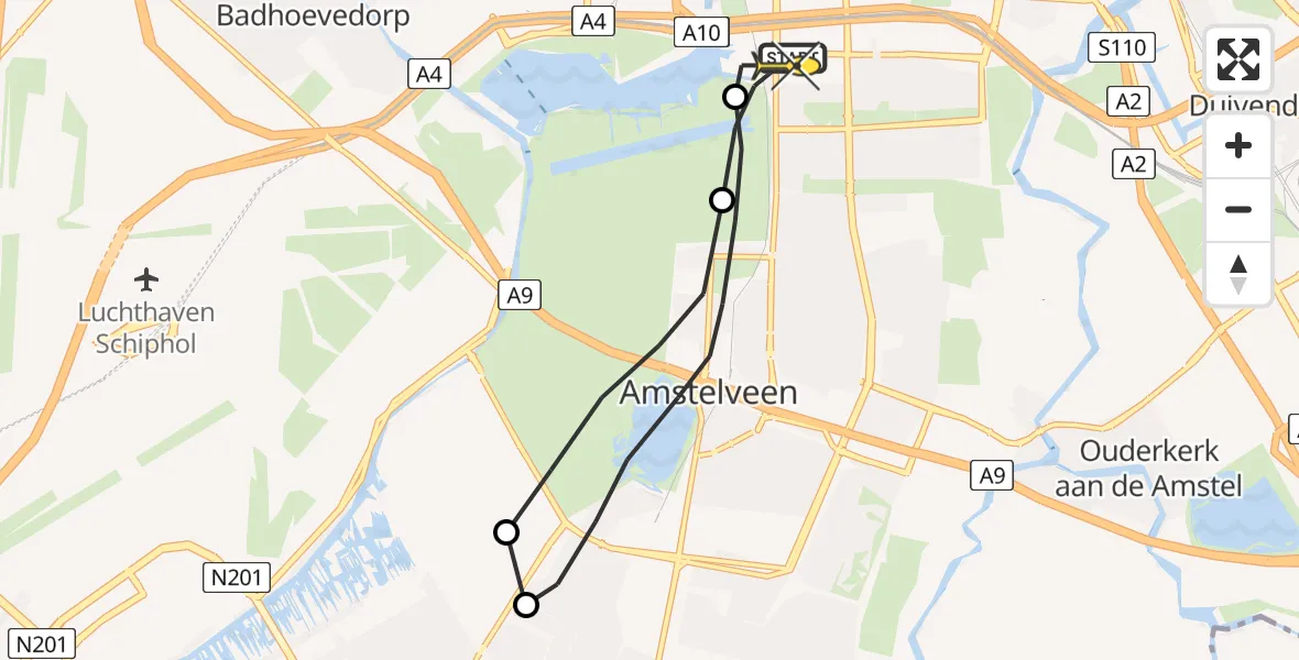Routekaart van de vlucht: Lifeliner 1 naar VU Medisch Centrum Amsterdam