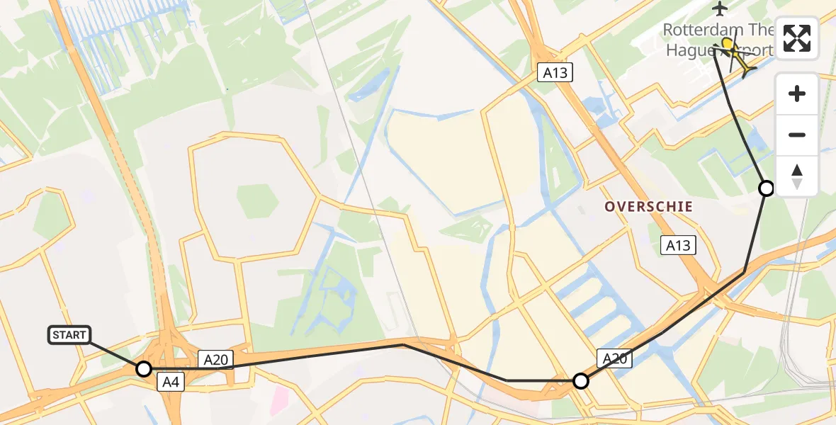 Routekaart van de vlucht: Lifeliner 2 naar Rotterdam The Hague Airport