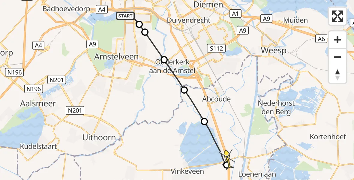 Routekaart van de vlucht: Lifeliner 1 naar Loenersloot