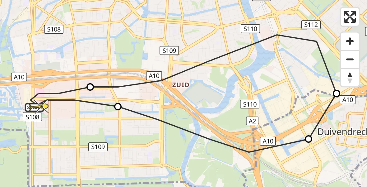 Routekaart van de vlucht: Lifeliner 1 naar VU Medisch Centrum Amsterdam