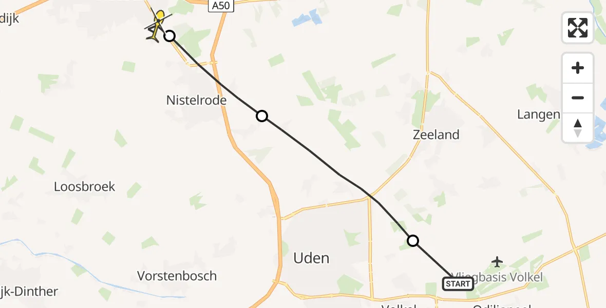 Routekaart van de vlucht: Lifeliner 3 naar Heesch