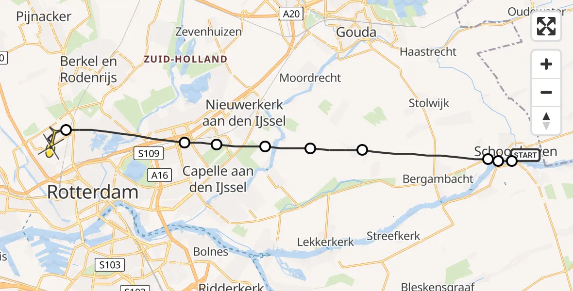 Routekaart van de vlucht: Lifeliner 2 naar Rotterdam The Hague Airport