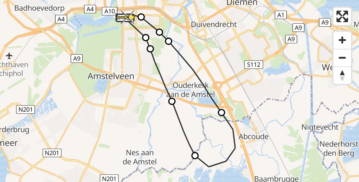 Routekaart van de vlucht: Lifeliner 1 naar VU Medisch Centrum Amsterdam