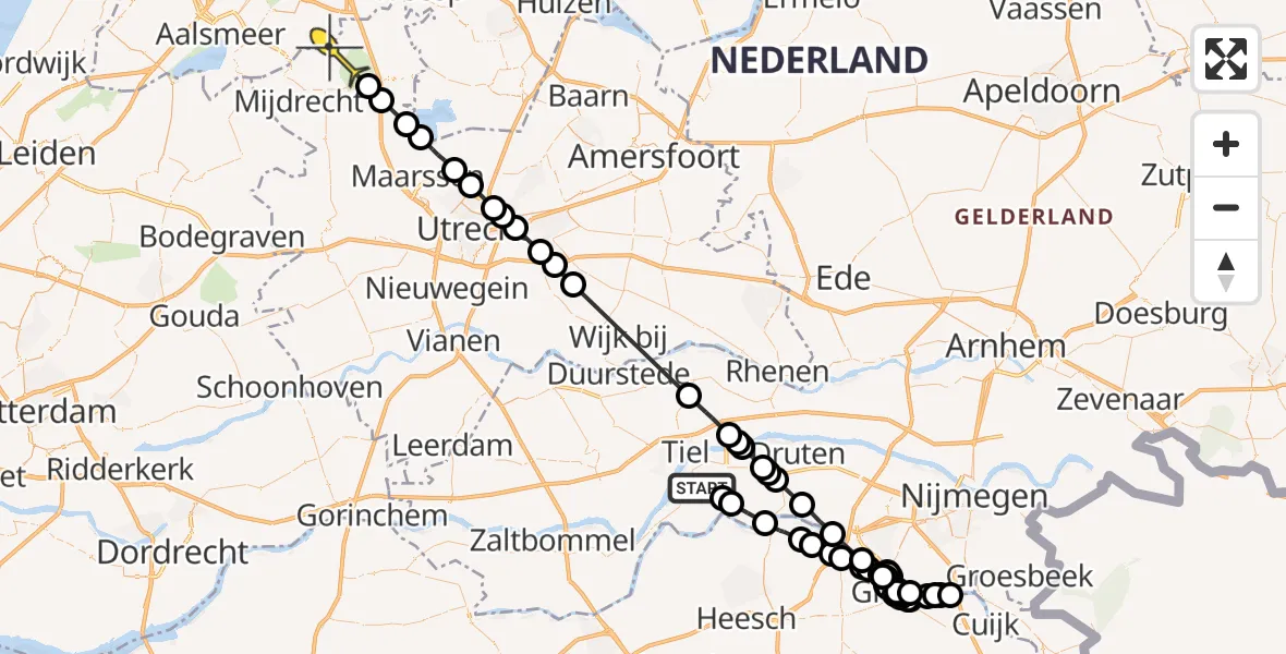 Routekaart van de vlucht: Politieheli naar Abcoude