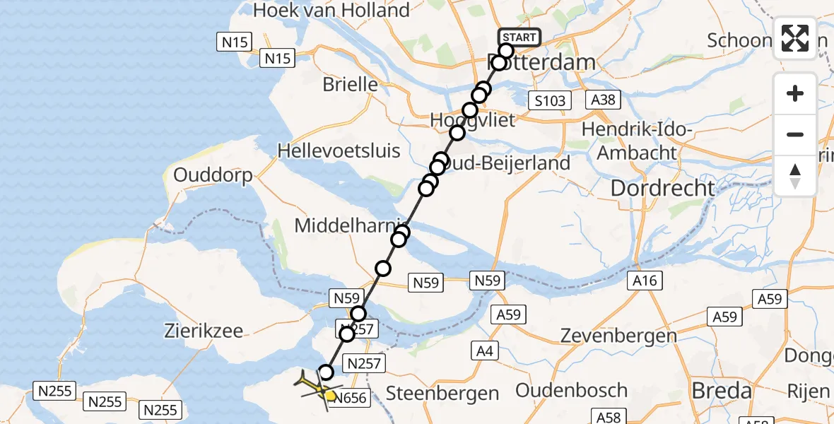 Routekaart van de vlucht: Lifeliner 2 naar Sint-Annaland