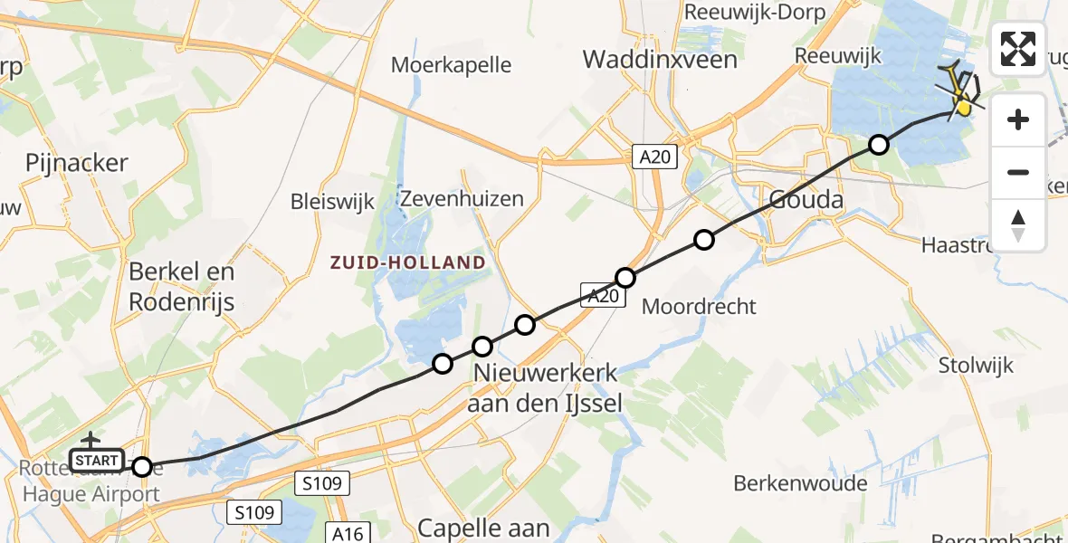 Routekaart van de vlucht: Lifeliner 2 naar Reeuwijk