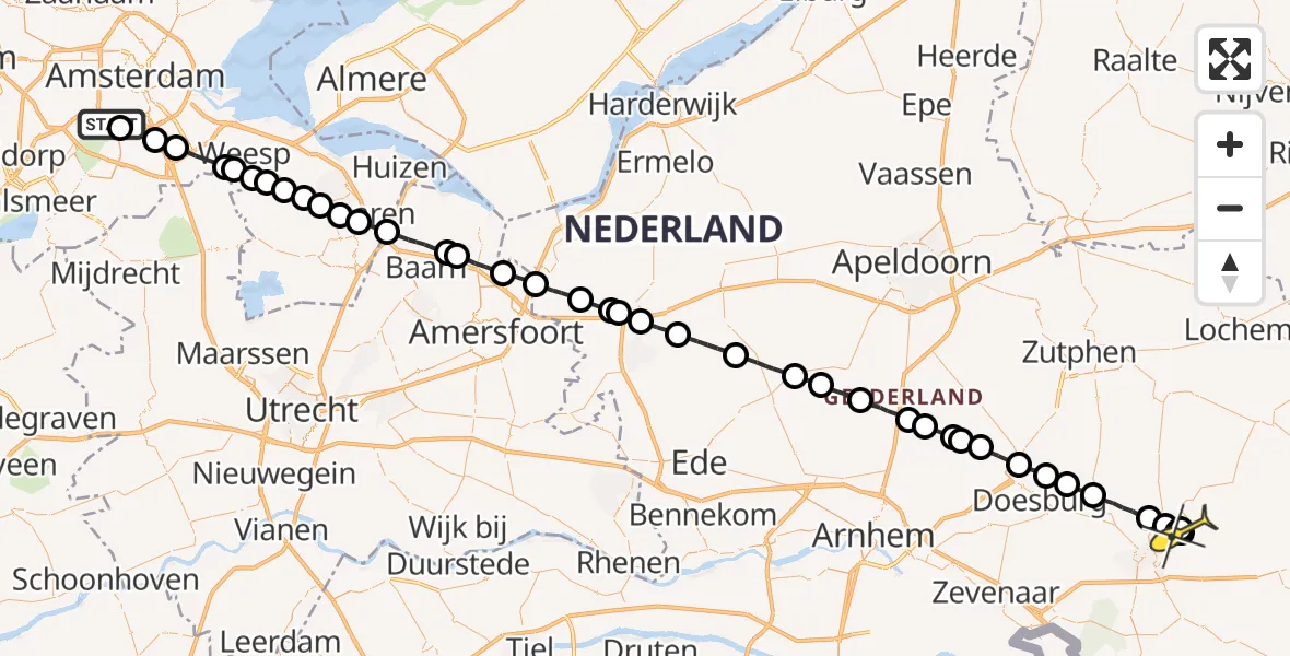 Routekaart van de vlucht: Lifeliner 1 naar Zelhem