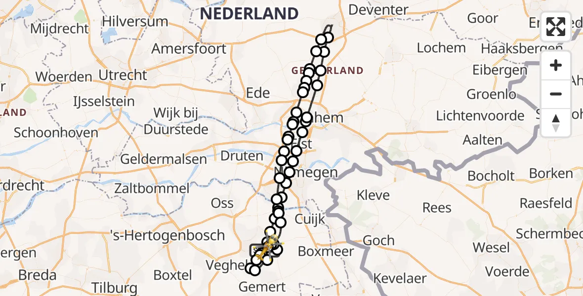 Vluchtroute Traumahelikopter Vliegbasis Volkel - Vliegbasis Volkel, 12 september 2022, 14:33