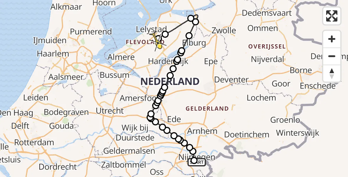 Routekaart van de vlucht: Lifeliner 1 naar Lelystad Airport