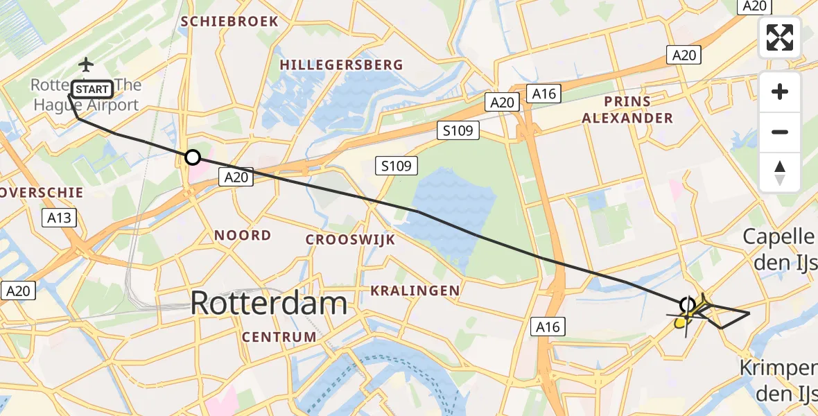 Routekaart van de vlucht: Lifeliner 2 naar Capelle aan den IJssel