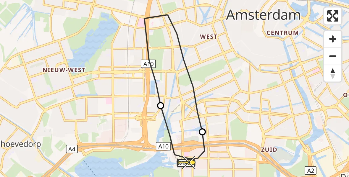 Routekaart van de vlucht: Lifeliner 1 naar VU Medisch Centrum Amsterdam