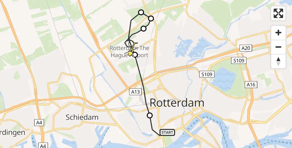 Routekaart van de vlucht: Lifeliner 2 naar Rotterdam The Hague Airport