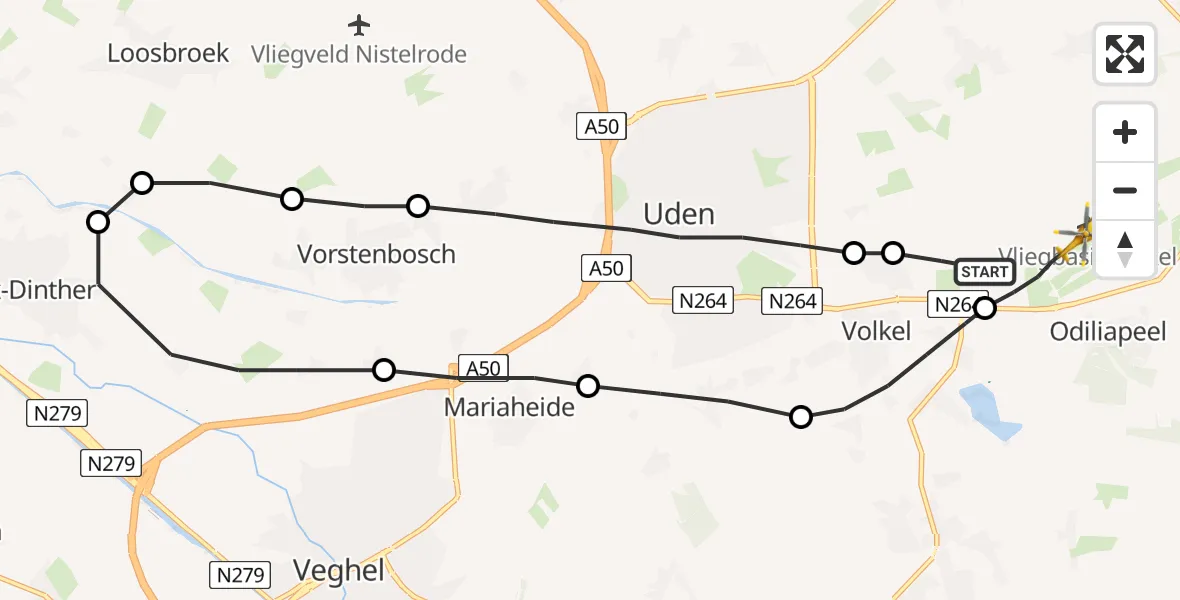 Vluchtroute Traumahelikopter Vliegbasis Volkel - Vliegbasis Volkel, 13 september 2022, 05:10