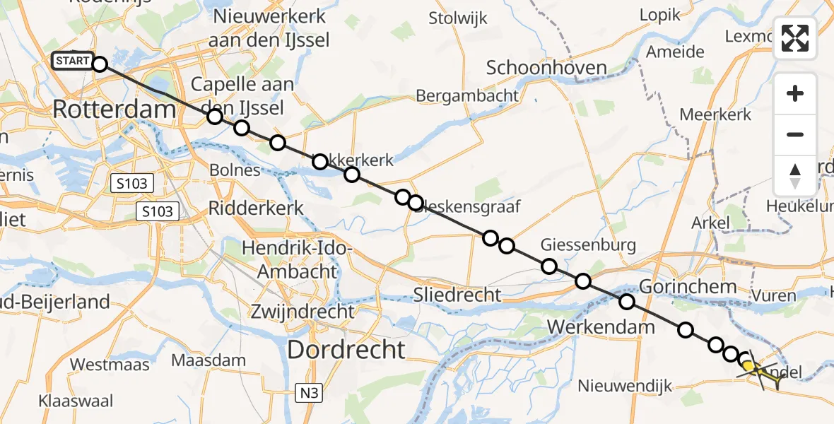 Routekaart van de vlucht: Lifeliner 2 naar Giessen