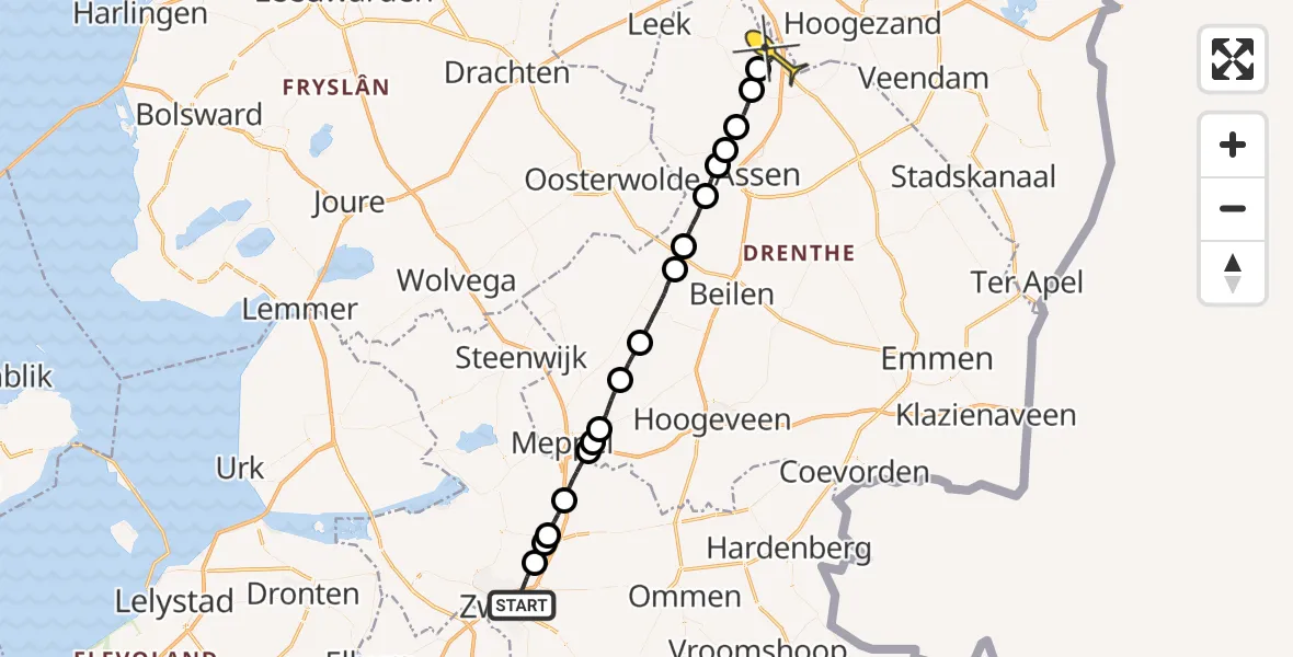 Routekaart van de vlucht: Lifeliner 4 naar Groningen Airport Eelde