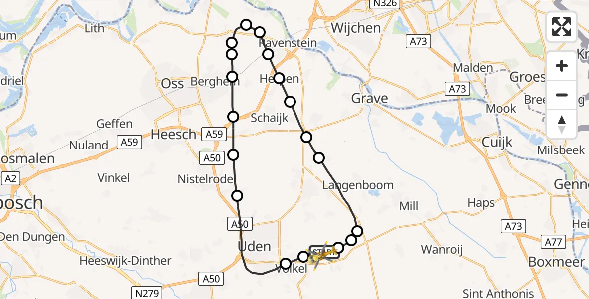 Vluchtroute Traumahelikopter Vliegbasis Volkel - Vliegbasis Volkel, 13 september 2022, 09:56