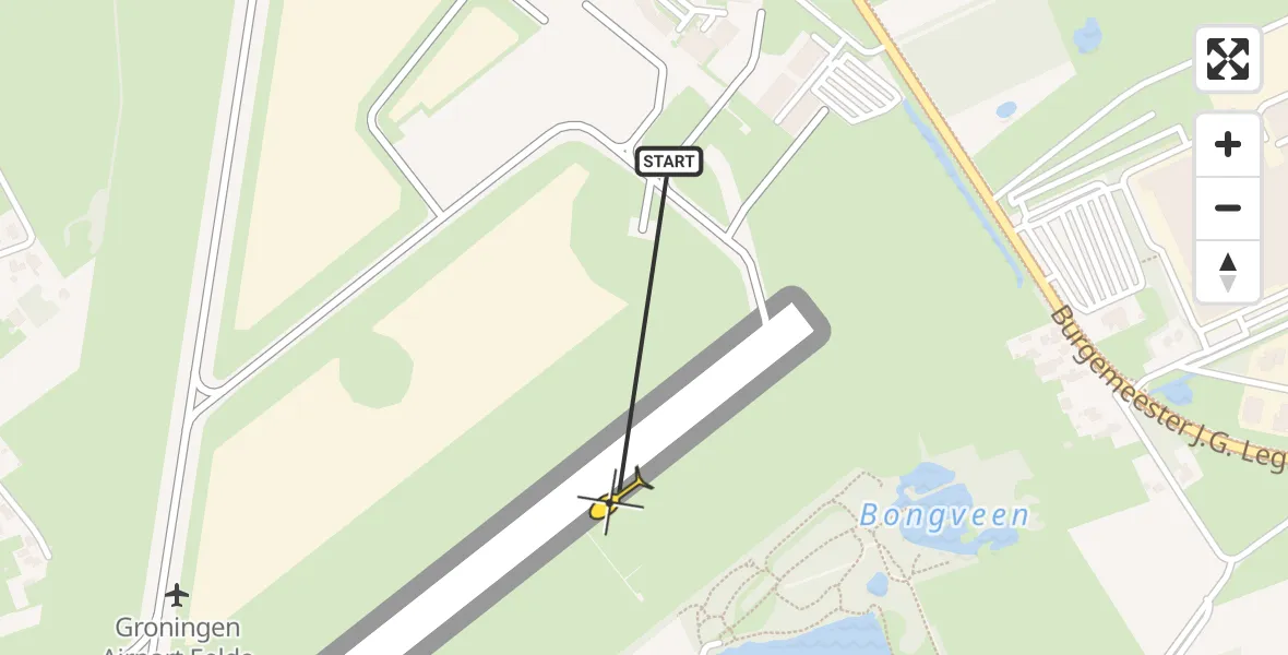 Routekaart van de vlucht: Traumahelikopter naar Groningen Airport Eelde
