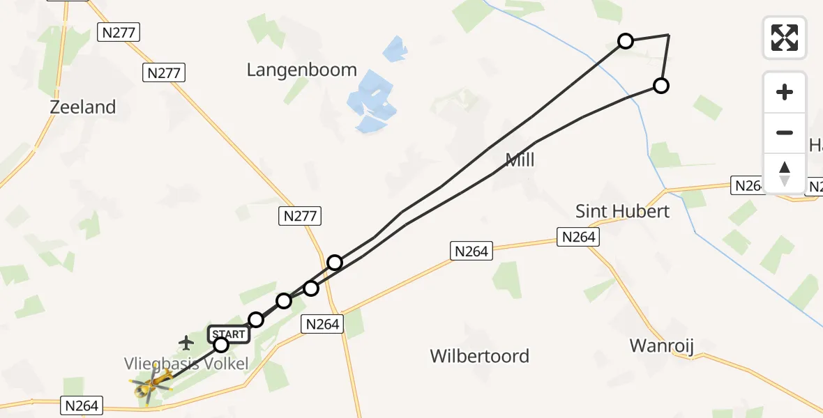 Vluchtroute Traumahelikopter Vliegbasis Volkel - Vliegbasis Volkel, 13 september 2022, 12:40