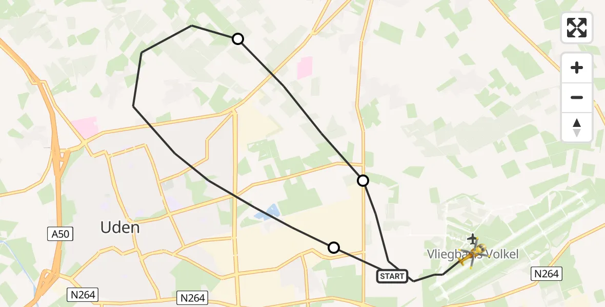 Vluchtroute Traumahelikopter Vliegbasis Volkel - Vliegbasis Volkel, 13 september 2022, 14:56