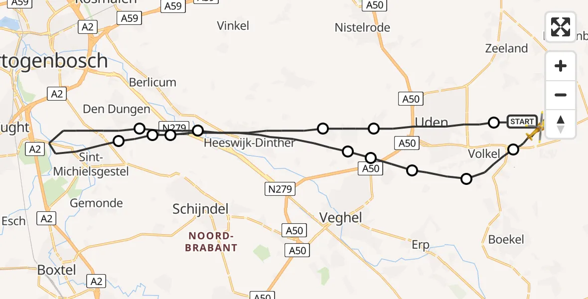 Vluchtroute Traumahelikopter Vliegbasis Volkel - Vliegbasis Volkel, 13 september 2022, 15:51