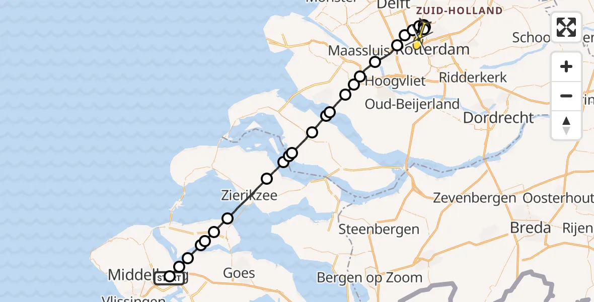 Routekaart van de vlucht: Lifeliner 2 naar Rotterdam The Hague Airport