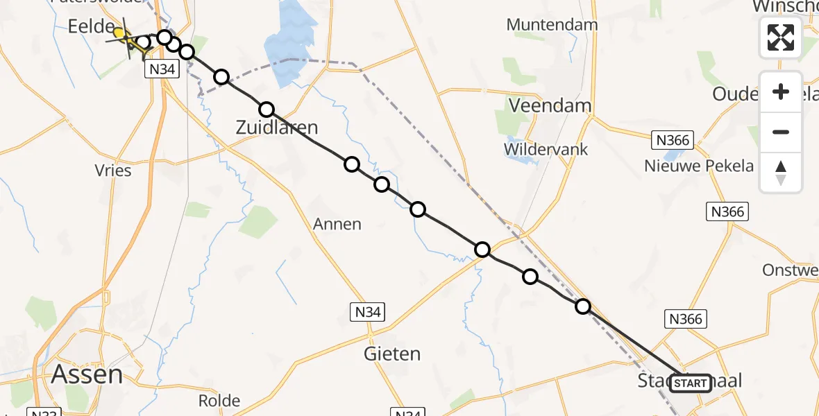 Routekaart van de vlucht: Lifeliner 4 naar Groningen Airport Eelde