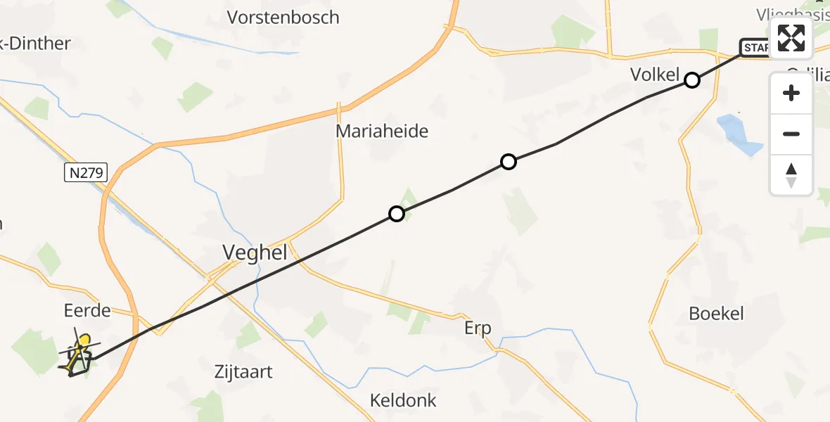 Routekaart van de vlucht: Lifeliner 3 naar Veghel