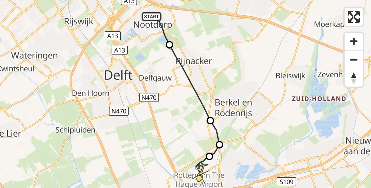 Routekaart van de vlucht: Lifeliner 2 naar Rotterdam The Hague Airport