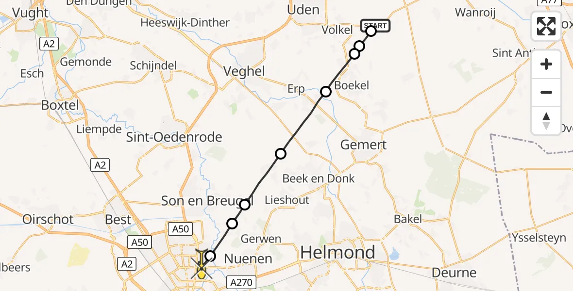 Routekaart van de vlucht: Lifeliner 3 naar Eindhoven